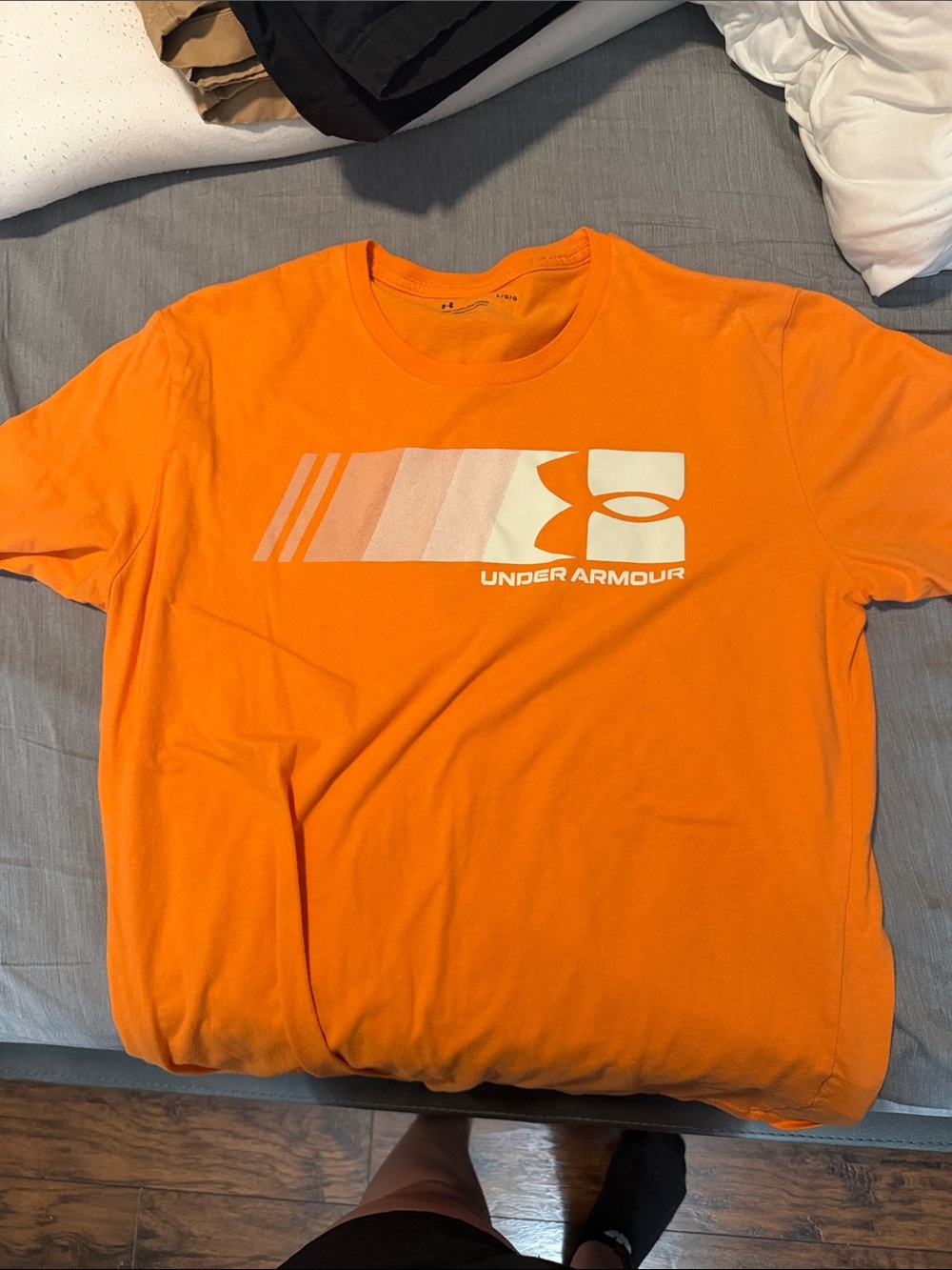 Under Armour Orange Short Sleeve Crew Tee with White Logo